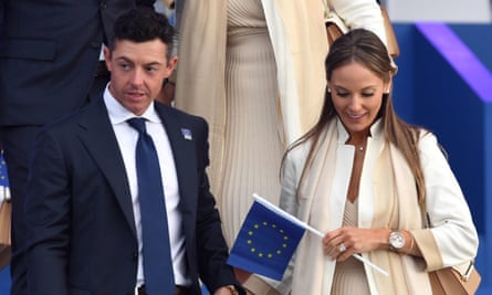 Rory McIlroy with his wife, Erica Stoll, at the 2021 Ryder Cup opening ceremony.