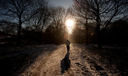 A snowy walk in Rivington, as the sun goes down.
